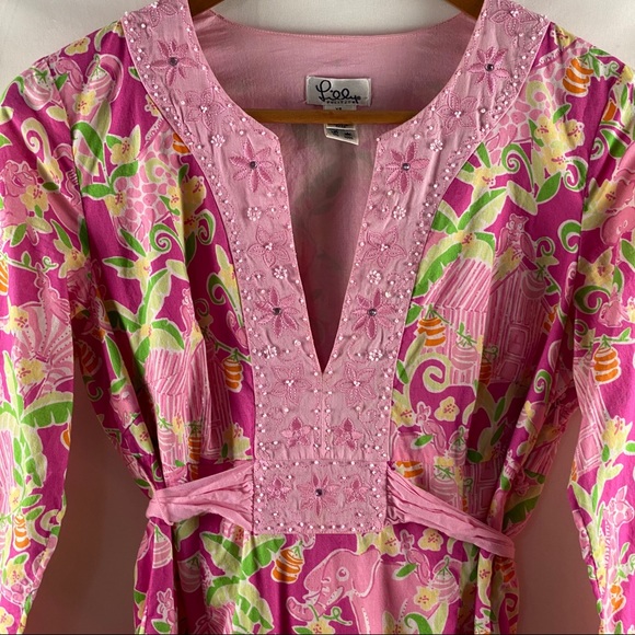Lillly Pulitzer Jungle floral & bead Embroidery dress tunic - Picture 3 of 14